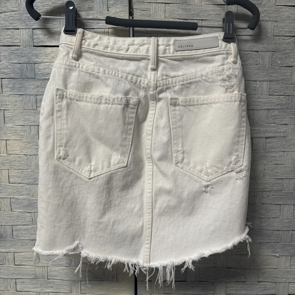 GRLFRND Rhoda White Denim Ripped Distressed Mini Skirt Womens 24 - Picture 3 of 6